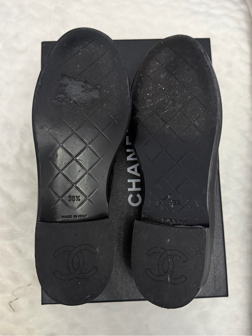 CHANEL Black Quilted Leather Loafers with Gold CC - Picture 4 of 7